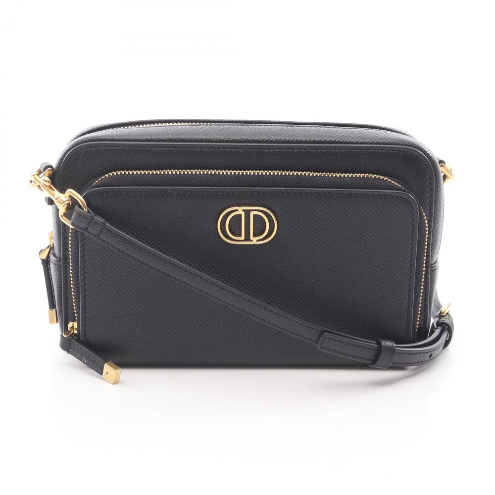 Dior Calo Double Clutch Shoulder Bag Leather Black